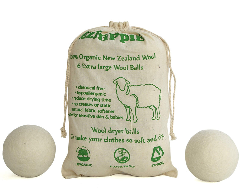 Natural Wool Dryer Balls - Fabric Softner Reducing Wrinkles and Resuable Pack of 6 [X-Large] - NewNest Australia