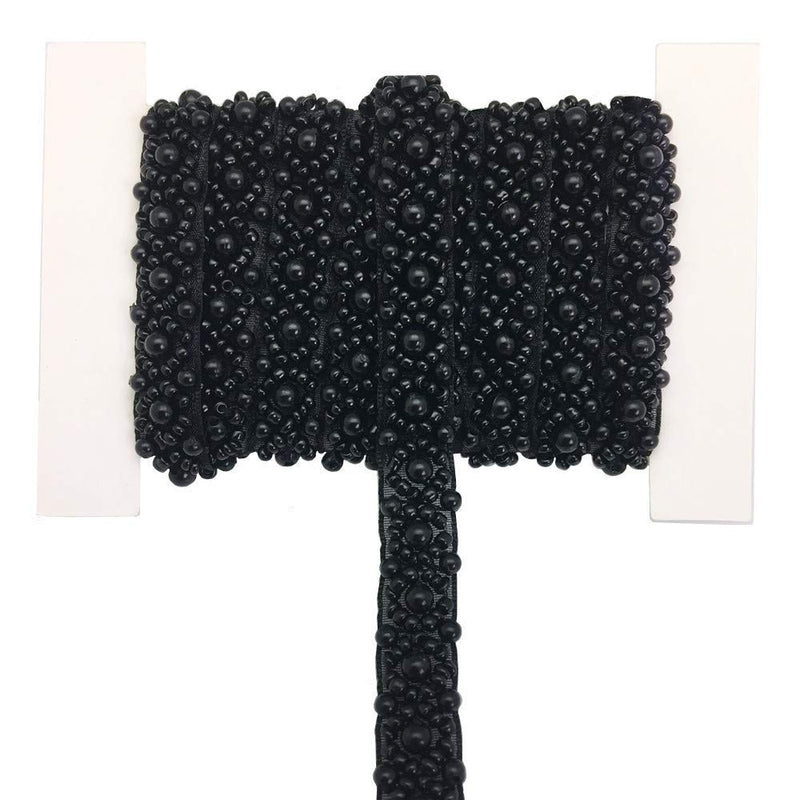 FQTANJU Elegant Wedding Black Rhinestone Applique with Pearls 2yards Crystal Beaded Applique Party and Other Formal Occasions. - NewNest Australia