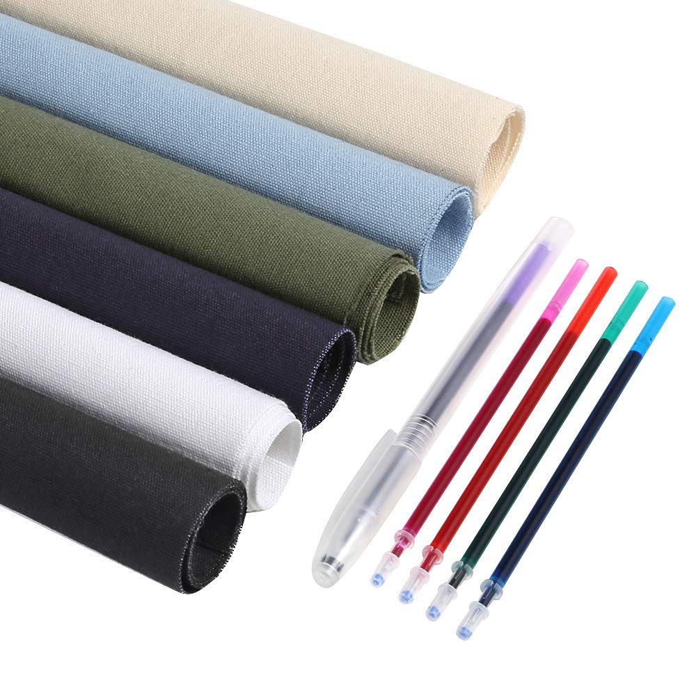 Caydo 6 Pieces Fabric for Embroidery, Including 6 Colors Embroidery Fabric 5 Colors Water-Soluble Pens for Embroidery Projects and Upholstery Decoration, 11.8 by 11.8-Inch - NewNest Australia