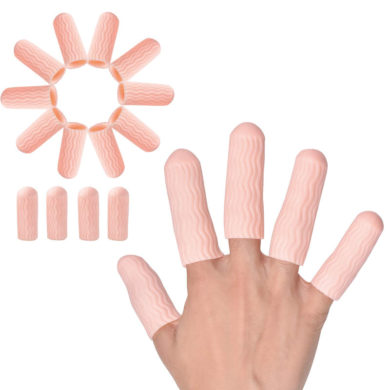 Finger Cots, Gel Finger Tips Protector, Finger Covers (14PCS, L size), New Material (Latex-Free), Finger Sleeves Great for Finger Cracking, Dermatitis, Psoriasis, Hand Eczema and More. Beige(L SIZE) - NewNest Australia