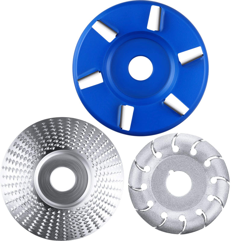 Angle Grinder Disc Wood Carving Disc Carving Abrasive Disc 12 Teeth Wood Polishing Shaping Disc and Wood Turbo Carving Disc in 6 Teeth for Polishing Sanding Carving Grinding Wheel Plate, 3 Pieces Blue 6-Teeth Disc - NewNest Australia