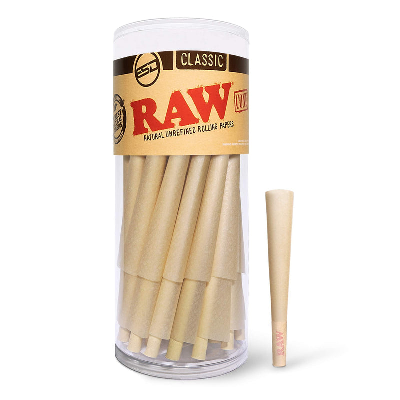 RAW Cones Classic 1-1/4 Size | 50 Pack | Natural Pre Rolled Rolling Paper with Tips & Packing Sticks Included 50 Count (Pack of 1) - NewNest Australia