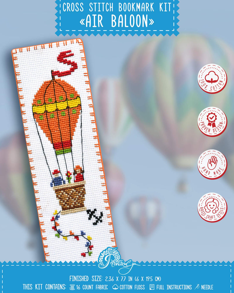 Counted Cross Stitch Kit - DIY Kits for Adult Or Kids - Funny Embroidery Bookmark - Easy to Use - Craft Collection - Air Balloon - NewNest Australia