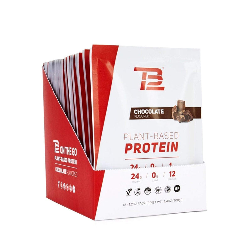 TB12 Plant Based Protein Powder, Sustainably Sourced Pea Protein, Chocolate Flavor - Vegan, 1g Net Carb, Non-GMO, Dairy-Free, Sugar-Free (1.12 Ounce, Pack of 12) 1.12 Ounce (Pack of 12) - NewNest Australia