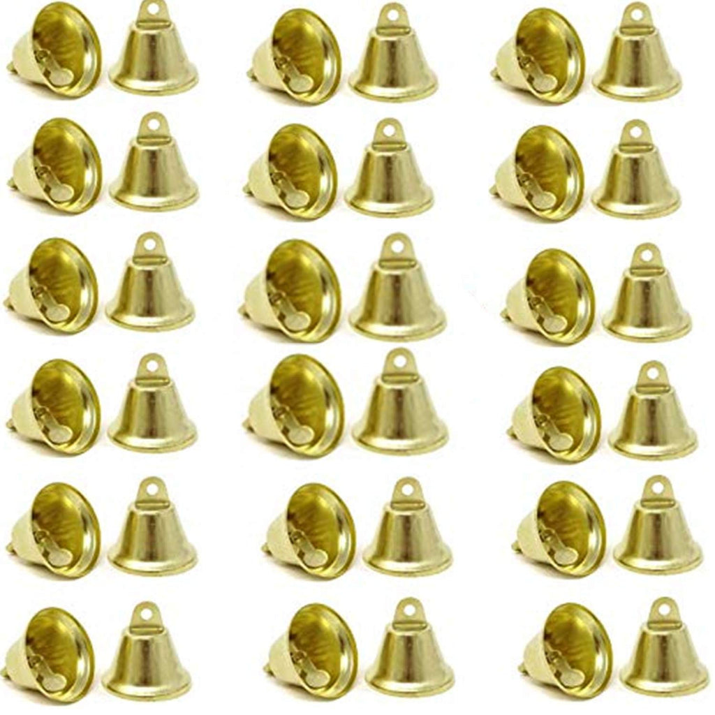 LONG TAO 50 Pcs Decorative Bells Craft Bells Jingle Bells Bridal Bells Decor Bells Ornaments Decoration Christmas Tree Pendants for Christmas Festival Decor DIY Craft (38mm, Gold) - NewNest Australia