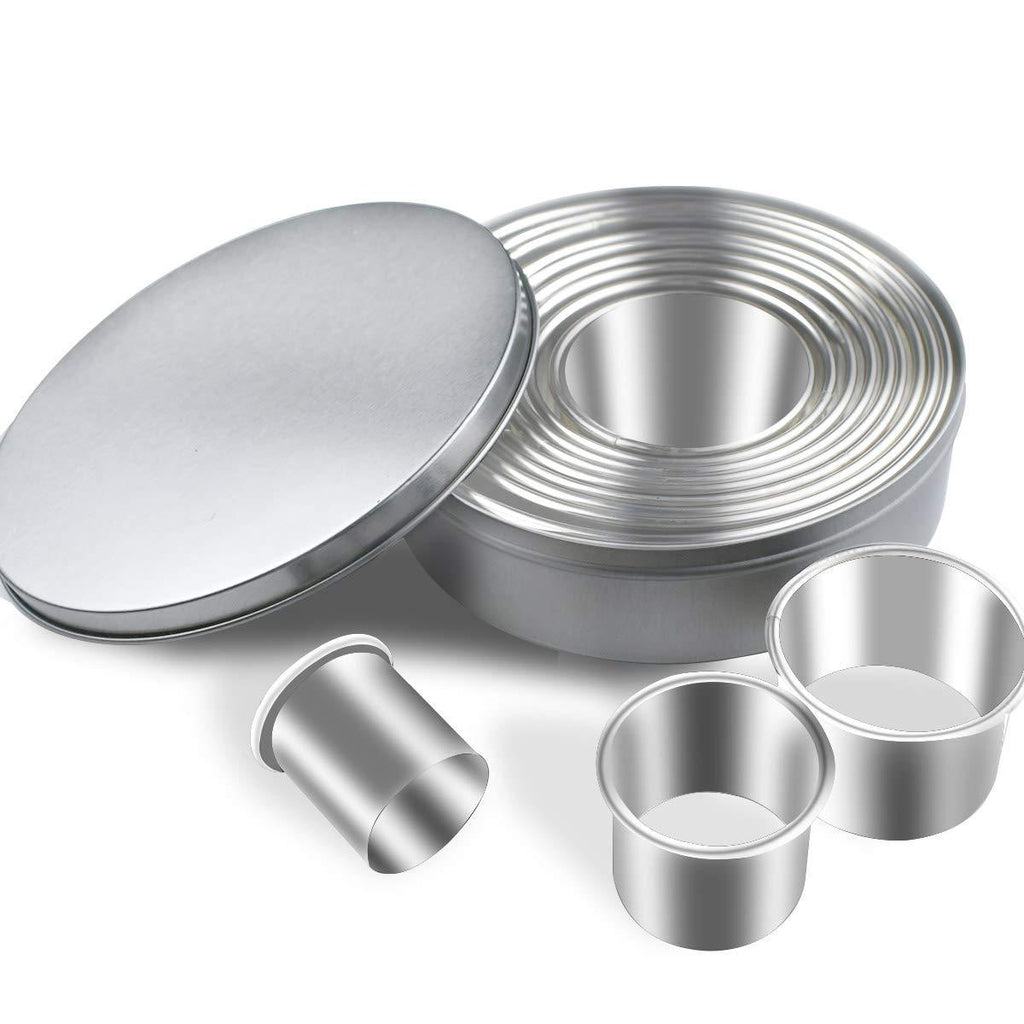 NewNest Australia - 12 Pieces Round Cookie Cutters Set Stainless Steel Cookie Cutter Set Biscuit Plain Edge Round Cutters Circle Baking Metal Ring Molds Metal Ring Baking Molds Circle Pastry Donut Doughnut Cutter Set 