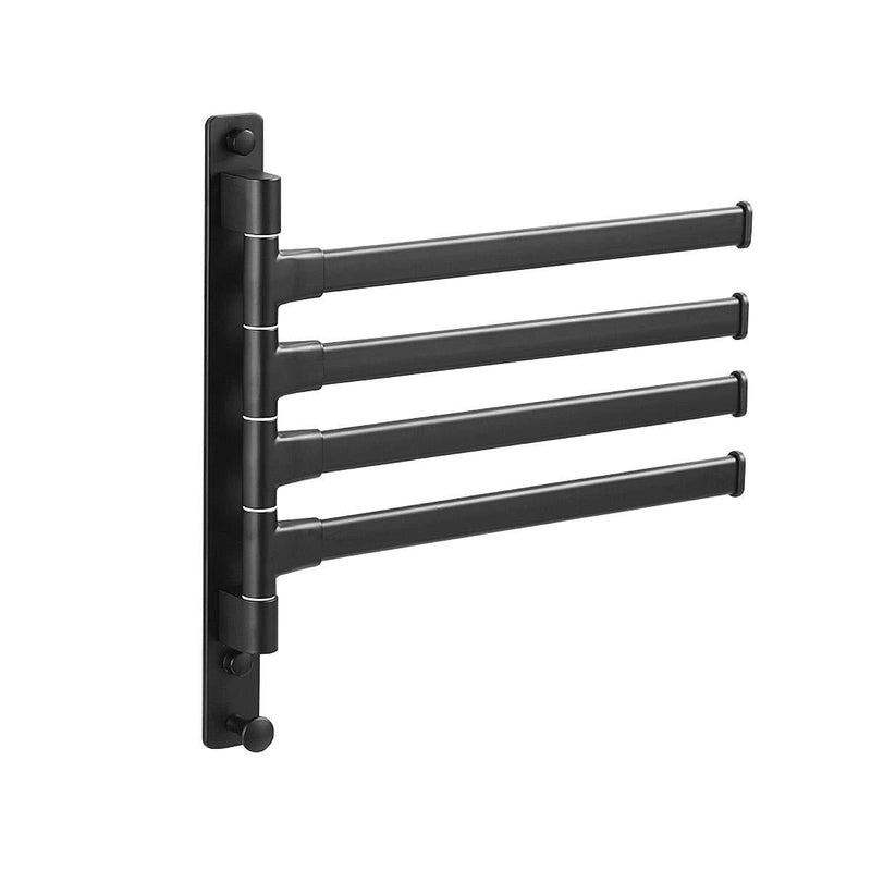 JYL HOME Swivel Hand Towel Bar Bathroom Swing Hanger Towel Rack Holder Matte Black Finish, Wall Mounted, 4-Arm - NewNest Australia