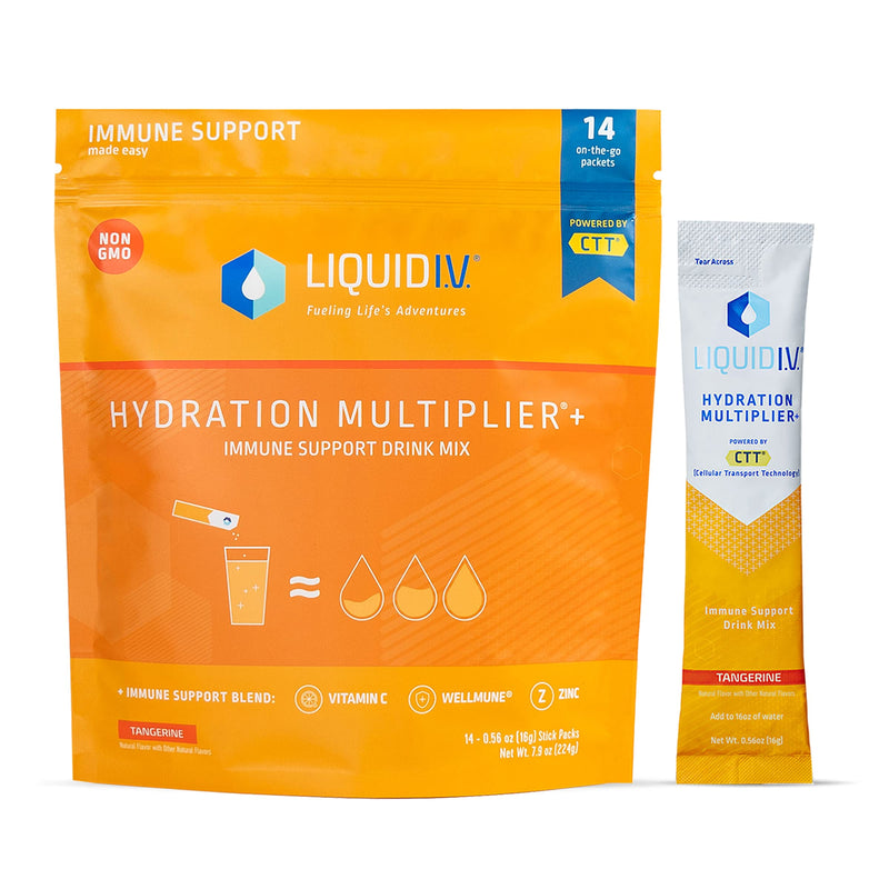 Liquid I.V. Hydration Multiplier + Immune Support, Easy Open Packets, Fresh Tangerine Flavor | 14 Sticks - NewNest Australia