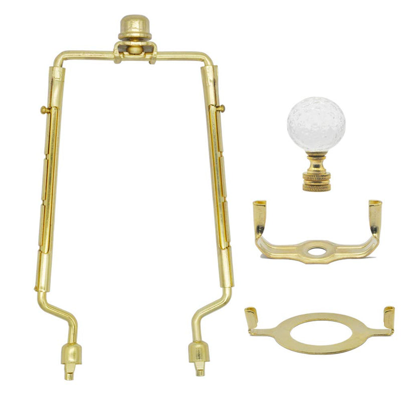 7 8 9 10 inch Lamp Shade Harp Holder,Adjustable Gold Lamp Harp Fits both E26 Light Base UNO Fitter Adapter and Saddle Base,Brass Color UNO Fitter Adapter Finial Set - NewNest Australia