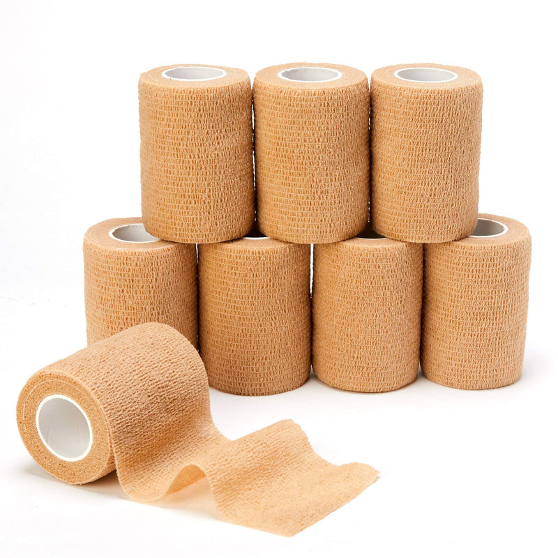 Self Adhesive Bandage Tape (3 Inches X 5 Yards), 8 Pack Elastic Cohesive Bandage Medical Wrap for First Aid, Sports, Wrist & Ankle 8 Rolls (Pack of 1) - NewNest Australia