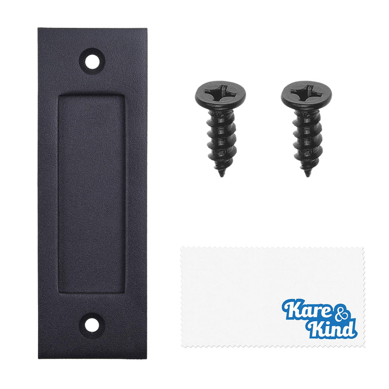 Kare & Kind 6-Inch Sliding Barn Door Handle (Black) - Easy to Install Flat Bottom Finger Pull Set - Solid Steel Smooth Edges for Sliding Barn Doors, Sheds, Garages - Tapping Screws Included - NewNest Australia