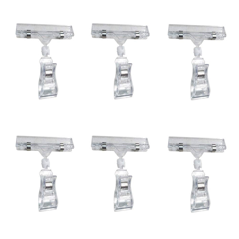 6 Pieces Plastic Merchandise Sign Clip Rotatable Sign Clips Rotatable Double Clip Merchandise Sign Display Rotatable Merchandise Sign Display Mini Clip Tag Holders for Business Cards, Transparent - NewNest Australia