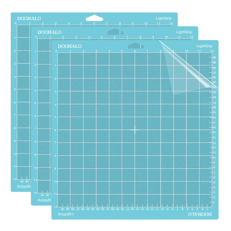 DOOHALO Cutting Mat for Silhouette Cameo 4 Cutting Machine Lightgrip Cutting Mat 12 X 12 inch 3 Pack Replacement Adhesive Mats for Silhouette Cut Blue Color 12X12-LightGrip Light Grip - NewNest Australia