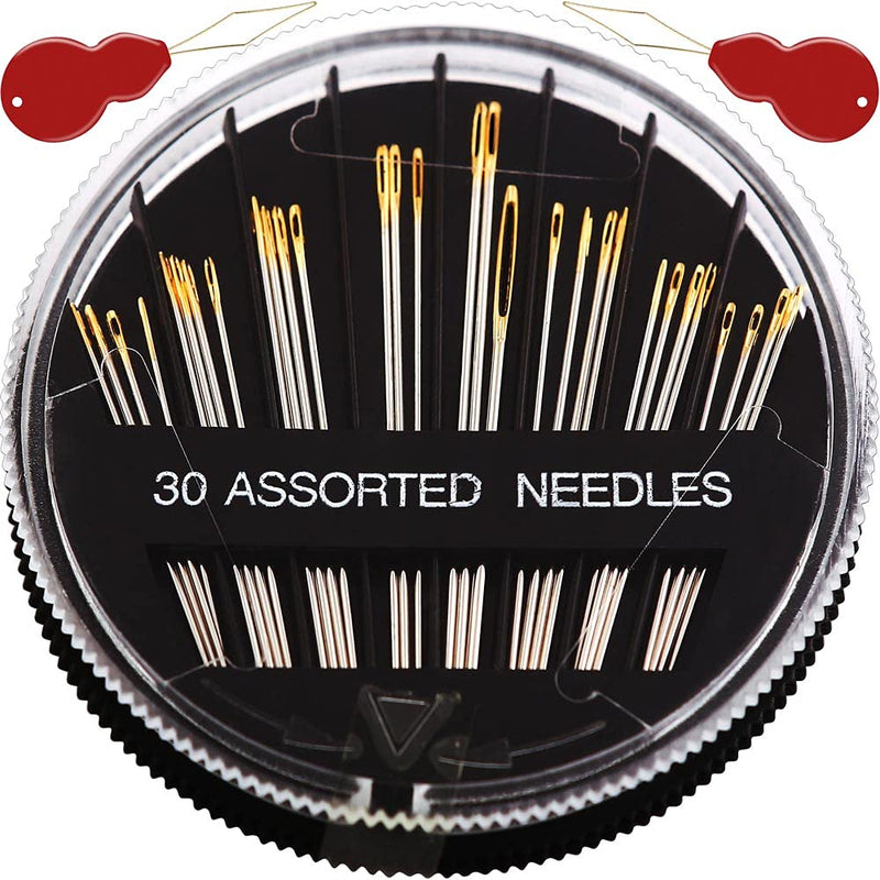 30/60Pack Premium Sewing Needles for Hand Sewing Repair, 6 Sizes Assorted Needles with 2 Threaders, Sewing Needles for Handsewing, Large Eye Stitching Needles, Embroidery Needles, Sewing Sharp Needles 30PCS Needles - NewNest Australia