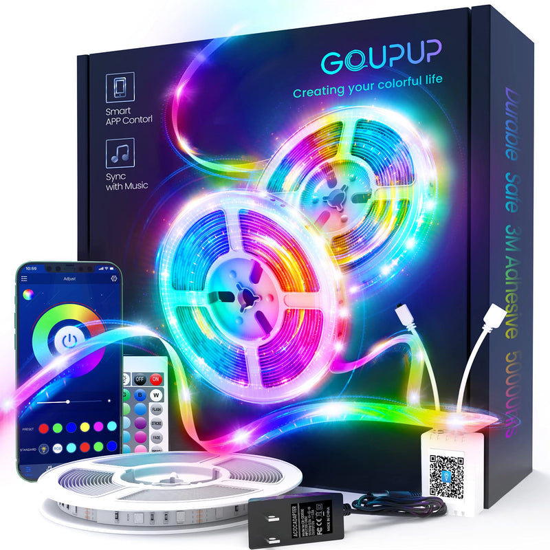 GUPUP 25 FT LED Strip Lights,Bluetooth LED Lights for Bedroom, Color Changing Light Strip with Music Sync, Phone Controller and IR Remote(APP+Remote +Mic). 25FT - NewNest Australia