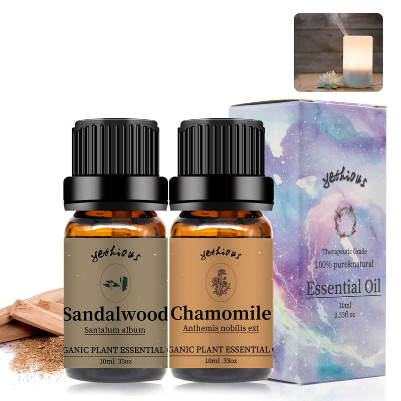 yethious Chamomile Sandalwood Essential Oil 100% Pure Organic Essential Oil Set 2 Pack for Aromatherapy Diffuser Candle Chamomile+Sandalwood - NewNest Australia