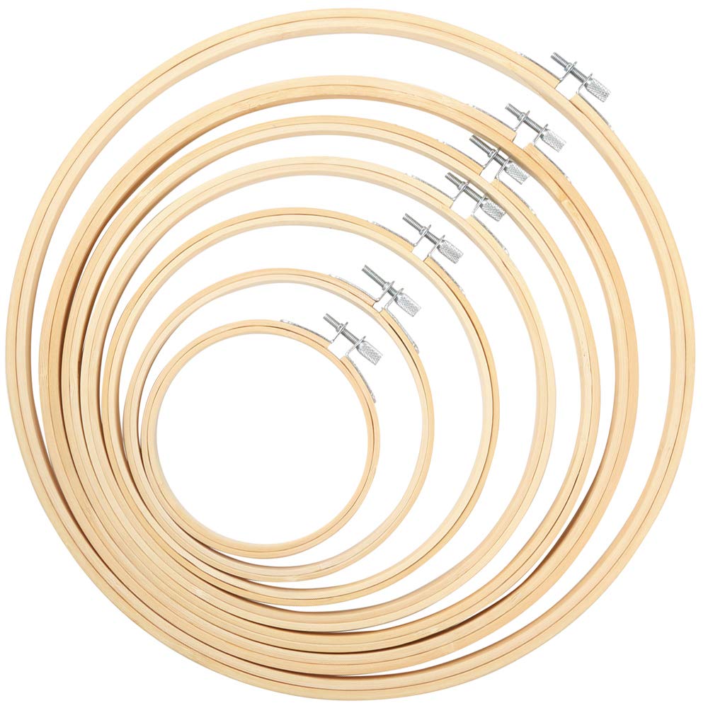 Caydo 7 Pieces 7 Sizes Embroidery Hoops Set 4 inch to 12 inch Bamboo Circle Cross Stitch Hoop Rings for Craft Sewing and Ornaments - NewNest Australia