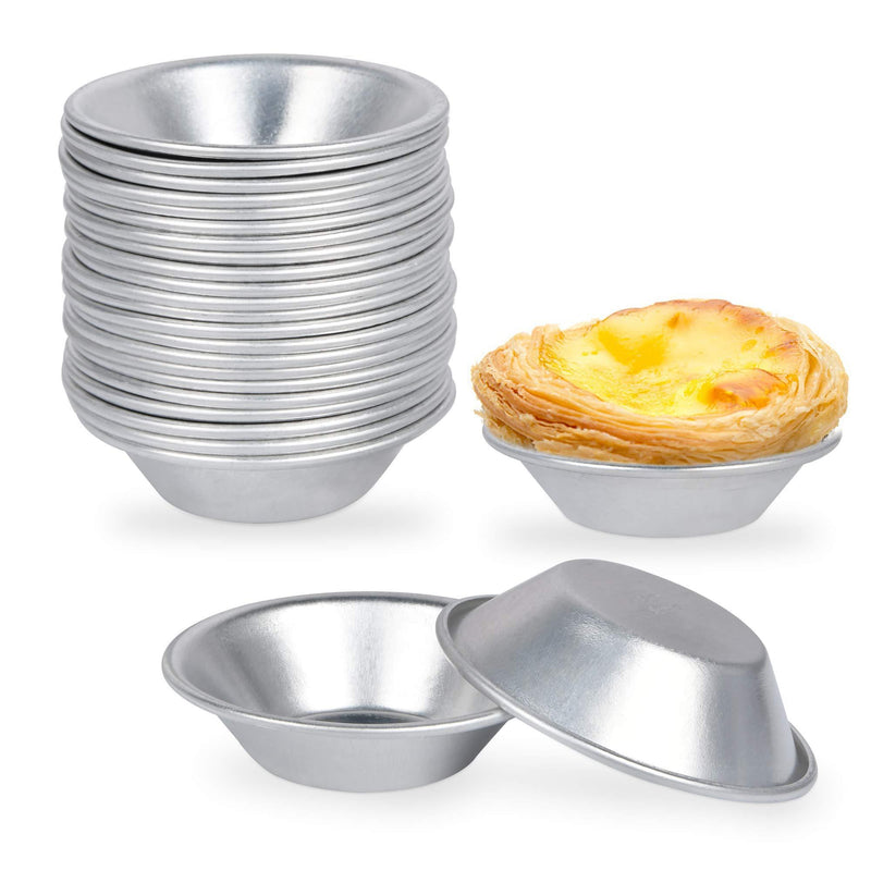 NewNest Australia - 25 Pack Egg Tart Molds, Tartlets Dessert Mold Pans Tiny Pie Tin Puto Cup Bakeware Muffin Cupcake Cake Cookie Mold Baking Tool, Aluminum Round Reusable Nonstick Dessert Mold 