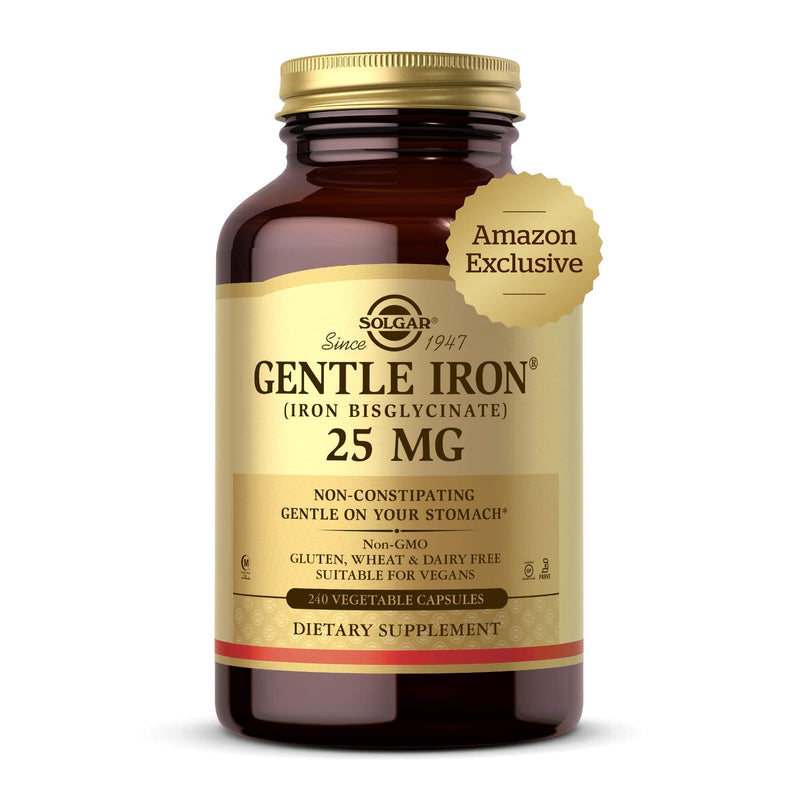 Solgar Gentle Iron, 240 Vegetable Capsules - Ideal for Sensitive Stomachs - Non-Constipating  - Red Blood Cell Supplement - Non GMO, Vegan, Gluten Free, Dairy Free, Kosher - 240 Servings 240 Count (Pack of 1) - NewNest Australia