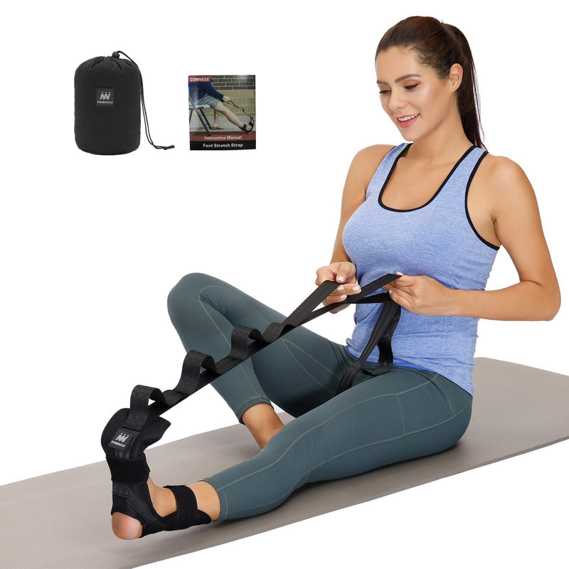 Foot and Calf Stretcher-Stretching Strap For Plantar Fasciitis , Heel Spurs, Foot Drop, Achilles Tendonitis & Hamstring. Yoga Foot & Leg Stretch Strap. (Black) Black - NewNest Australia