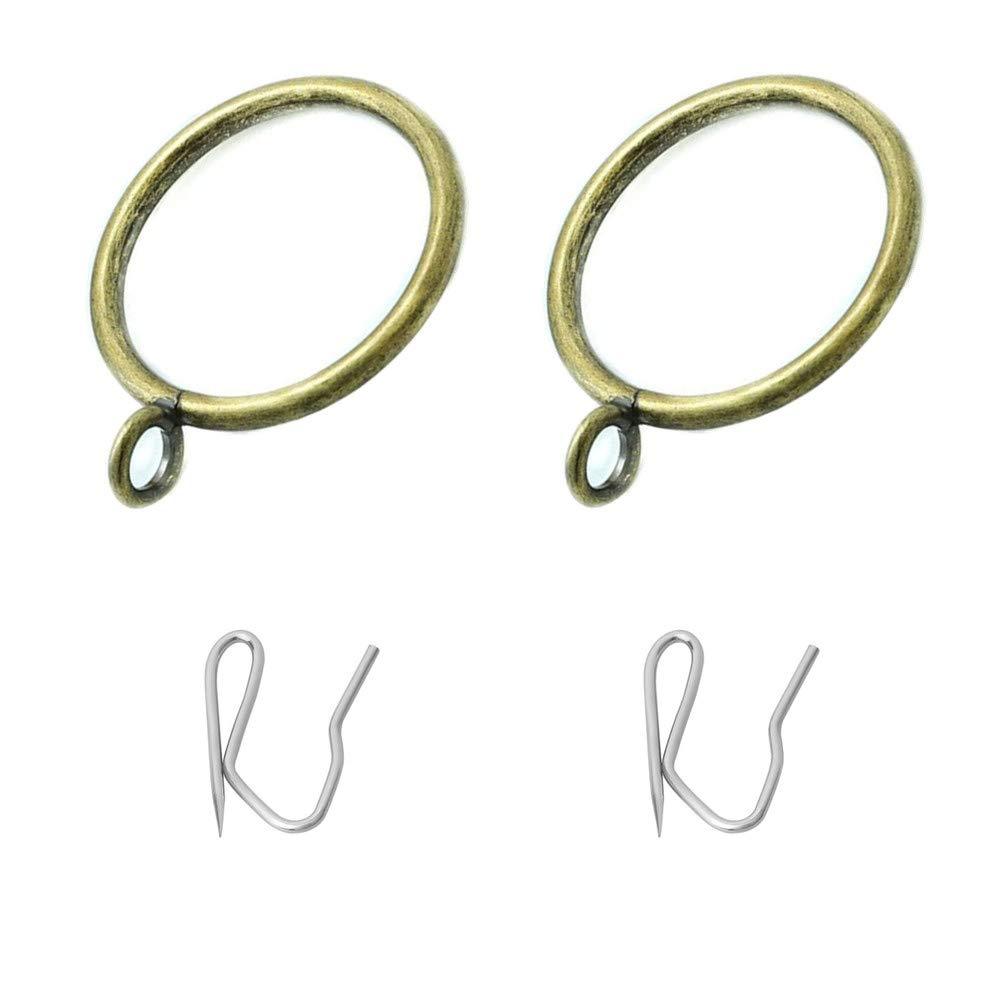 NewNest Australia - Adiyer 28pcs 1.5-Inch Inner Diameter Drapery Eyelet Sliding Curtain Rings with Pin-on Drapery Hook Curtain Hooks (Antique Bronze) Antique Bronze 