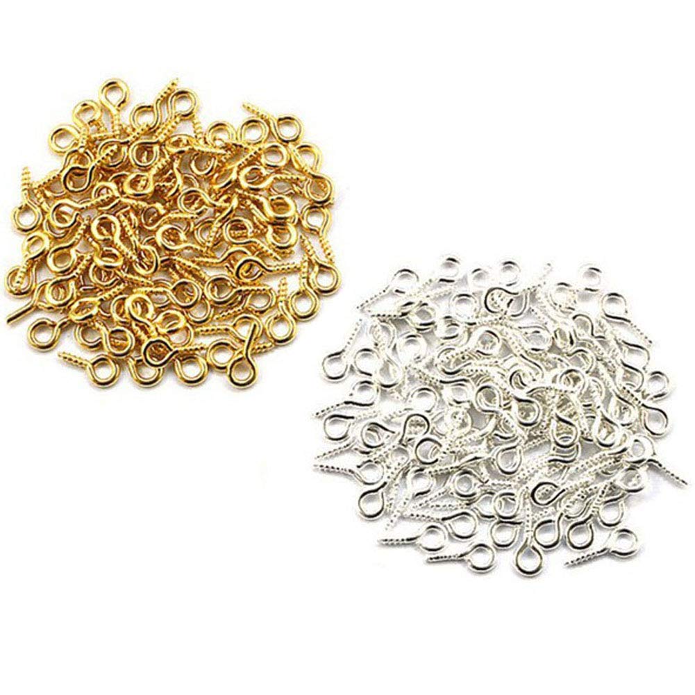 400Pcs Small Screw Eye Pins Hooks Mini Screw Eye Pin Peg Eye Screws for Jewelry Making and DIY Arts & Crafts Projects, 8 x 4mm (Silver and Gold) - NewNest Australia