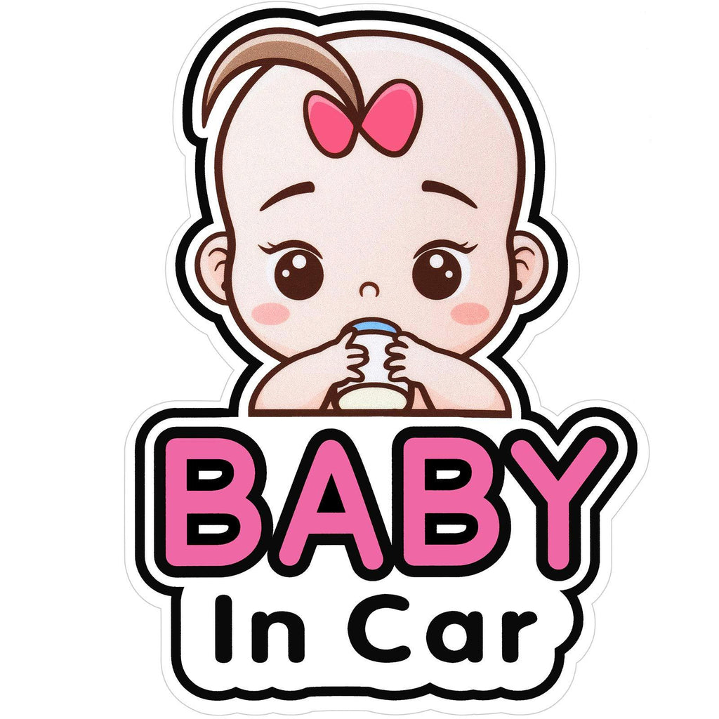 NewNest Australia - 2 Pieces Baby in Car Stickers Sign and Decal for Girl, Baby Car Sticker, Removable Safety Sticker Notice Board, Cute Baby Window Car Sticker, On Board Stickers 