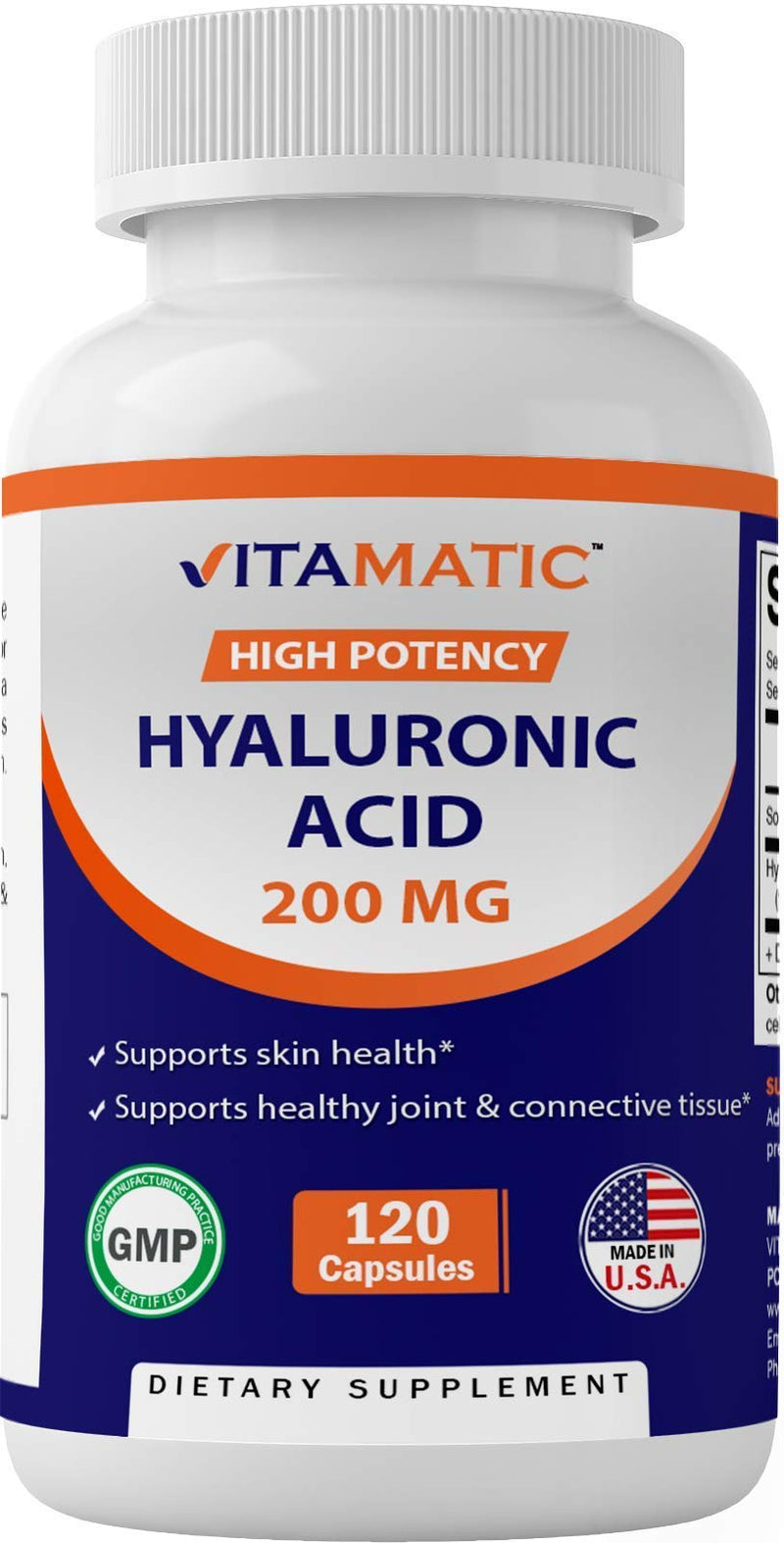 Vitamatic Hyaluronic Acid Supplements 200mg - Supports Healthy Connective Tissue and Joints - Promote Youthful Healthy Skin - 120 Capsules - NewNest Australia