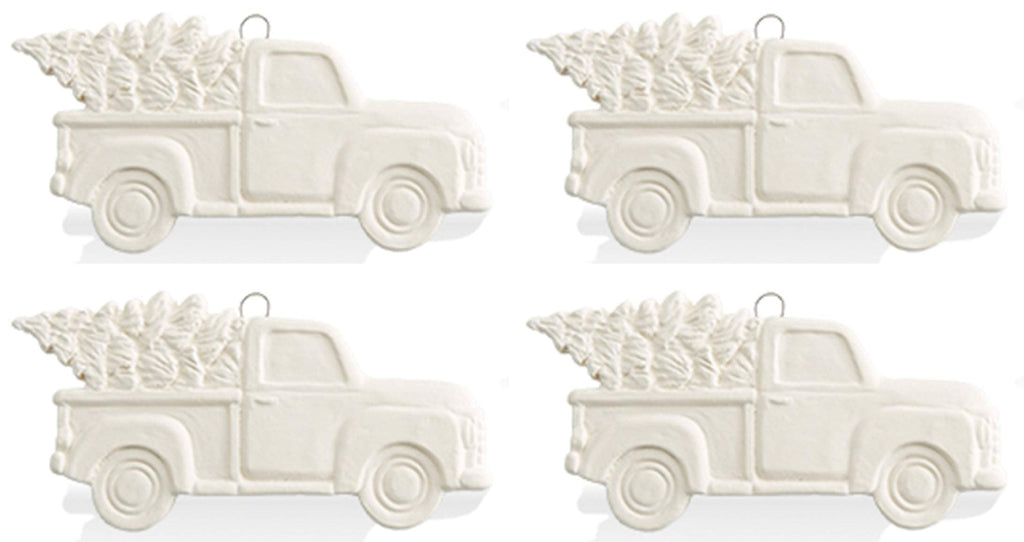 Antique Truck with Holiday Tree Ornament - Set of 4 - Paint Your Own Ceramic Keepsake - NewNest Australia