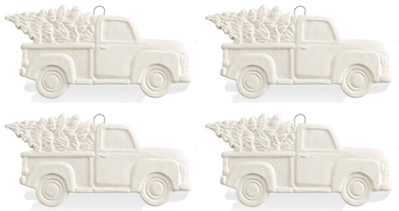 Antique Truck with Holiday Tree Ornament - Set of 4 - Paint Your Own Ceramic Keepsake - NewNest Australia