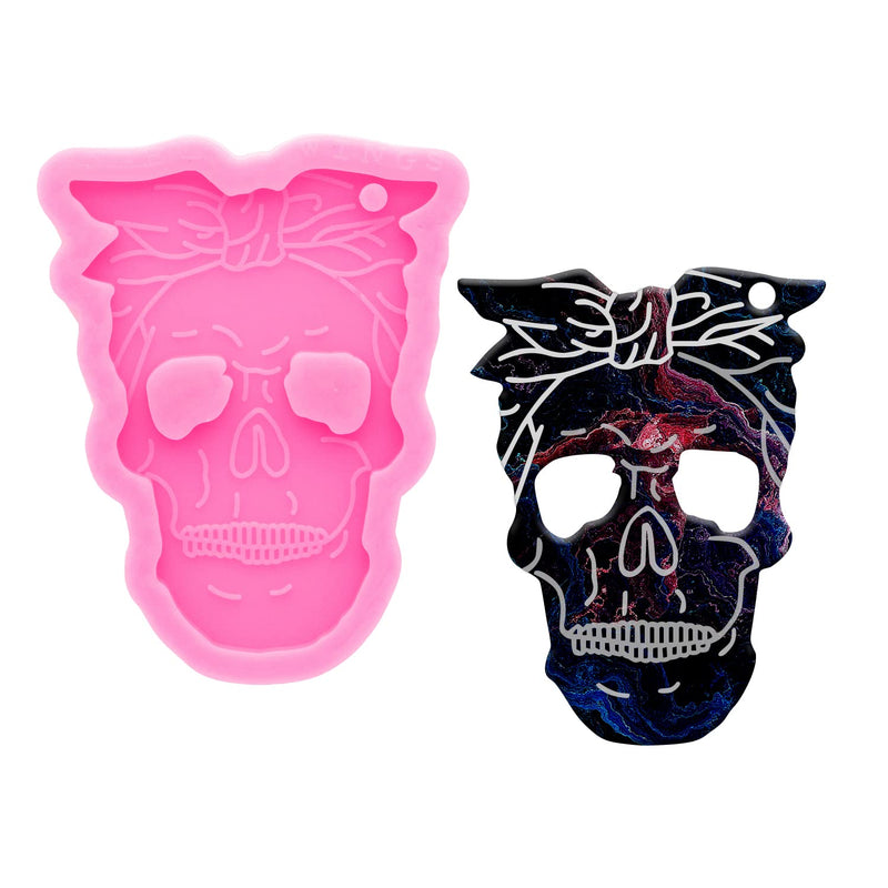 Shiny Glossy Skull Face Silicone Mold Keychain Polymer Clay Mold Necklace Epoxy Resin Jewellery Silicone Mold Resin Crafting Molds Halloween Keychains Mold - NewNest Australia