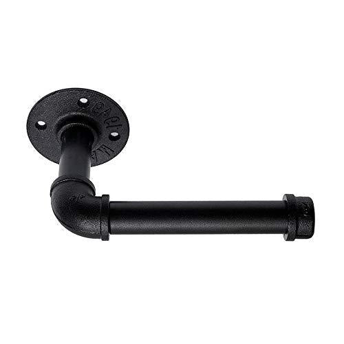 Industrial Pipe Toilet Paper Holder, DIY Vintage Rustic Paper Holder Towel Racks Heavy Duty Pipe Roll Tissue Holder with Mounting Screws for Bathroom, Bedroom, Kitchen (Black, 1) Black - NewNest Australia