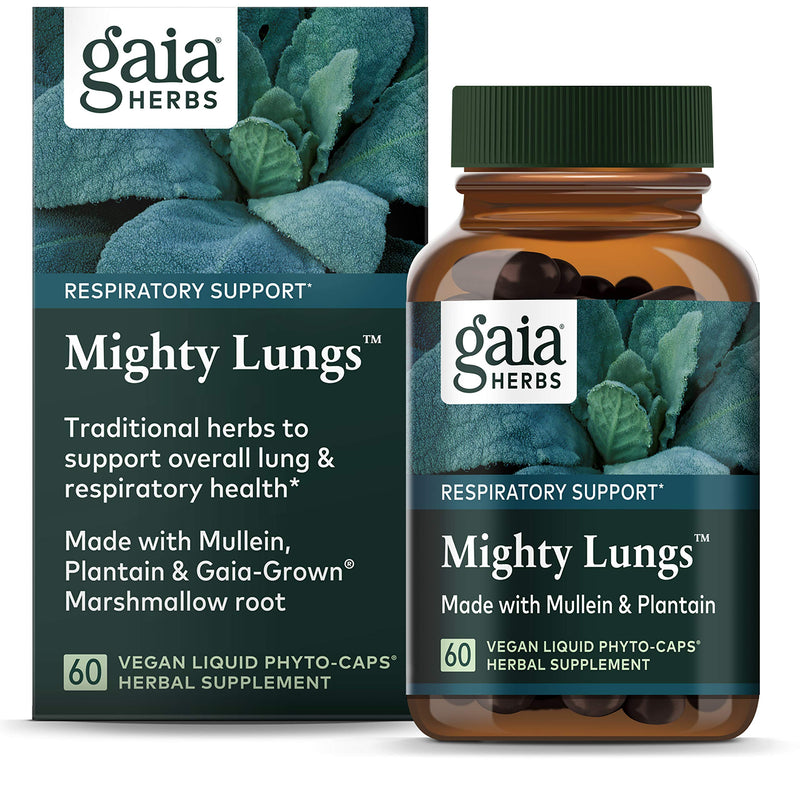 Gaia Herbs, Mighty Lungs, Lung and Respiratory Support, Mullein, Plantain, Vegan, Liquid Phyto Capsules, 60 Count (Pack of 1) - NewNest Australia