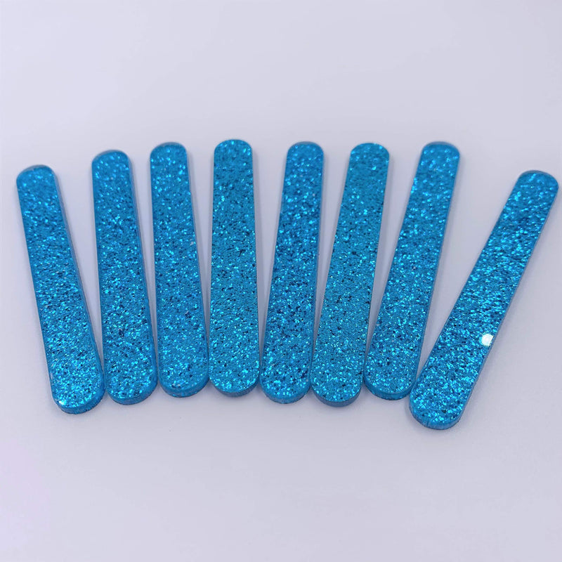 NewNest Australia - Reusable Acrylic Cakesicle Popsicle Sticks Pack of 50 (Blue Glitter) Blue Glitter 