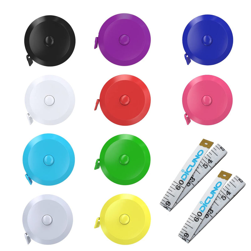 DiCUNO 60-Inch 1.5 Meter Soft and Retractable Tape Body Tailor Sewing Craft Cloth Dieting Measuring Tape (10 Colors Package) 10 Colors - NewNest Australia