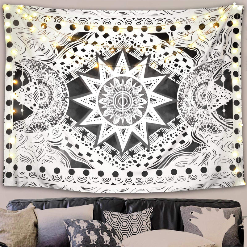 NewNest Australia - Fowocu Gray and White Sun and Moon Tapestry Wall Hanging, Indie Hippie Mandala Cool Wall Tapestries, Tapestry for Bedroom Living Room Dorm (Gray and White, 50'' × 60'') 50'' × 60'' 