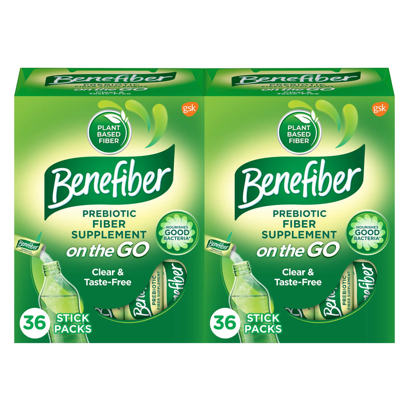 Benefiber On The Go Prebiotic Fiber Supplement Powder for Digestive Health, Daily Fiber Powder, Unflavored Powder Stick Packs - 36 Sticks (Pack of 2) - NewNest Australia