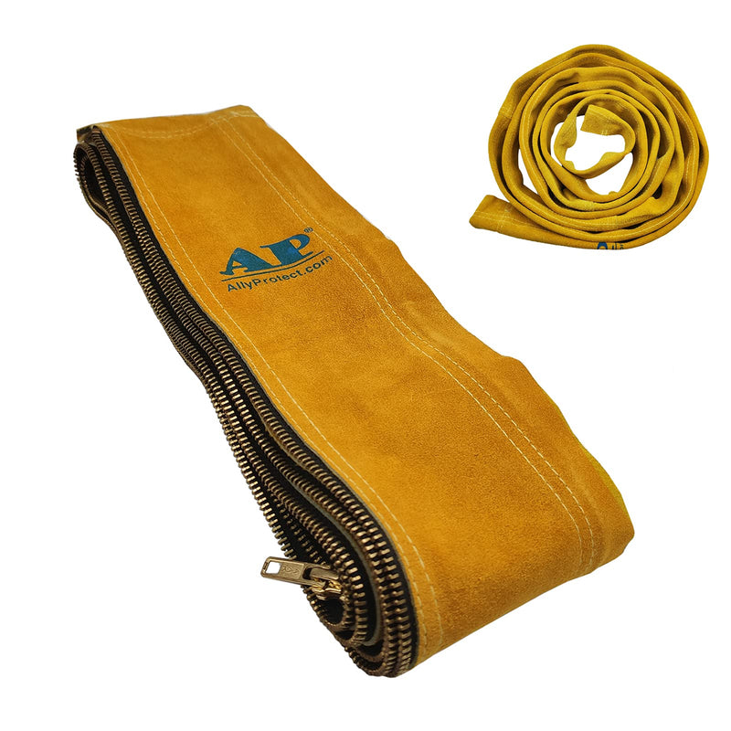AllyProtect Leather Tig Mig Stick Welding Hose Cover Flame Resistant Cable cover with Zipper 11.5 ft long - NewNest Australia