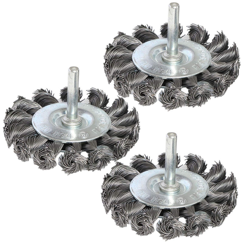 Yutnqin 3PCS 3 Inch Knotted Wire Wheel Brushes Kit for Drill with 1/4-Inch Shank,Twist Brush Set Perfect for Rust Removal, Corrosion and Paint,Wire Wheels for Power-Operated Grinders - NewNest Australia