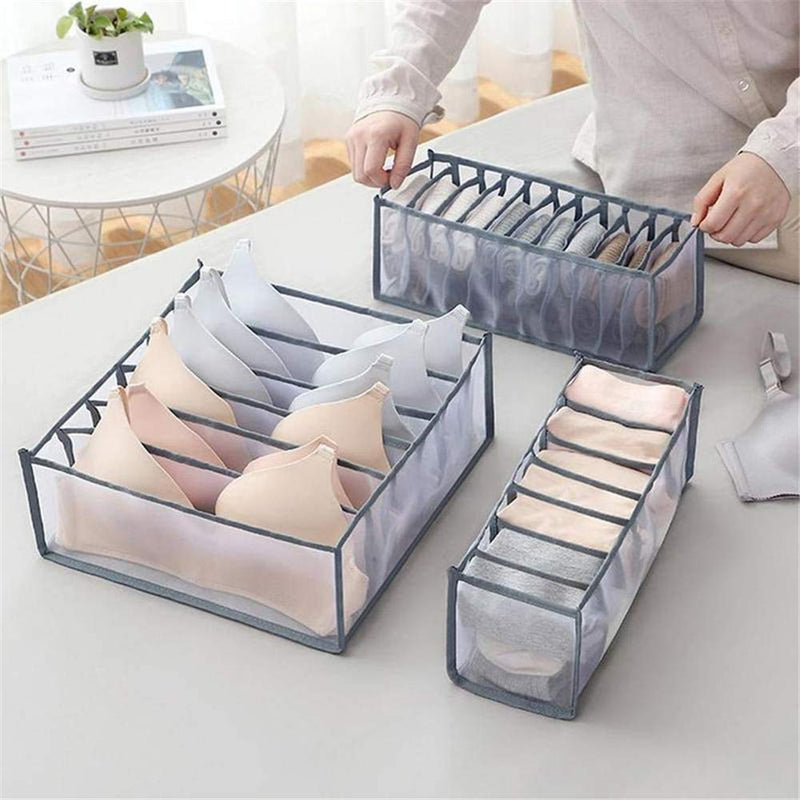 NewNest Australia - TOPARCHERY 3 Set Underwear Drawer Organizer for Women, Foldable Underwear Storage Box Organizer, Closet Underwear Organizer for Bra, Socks, Ties (Gray) Gray 