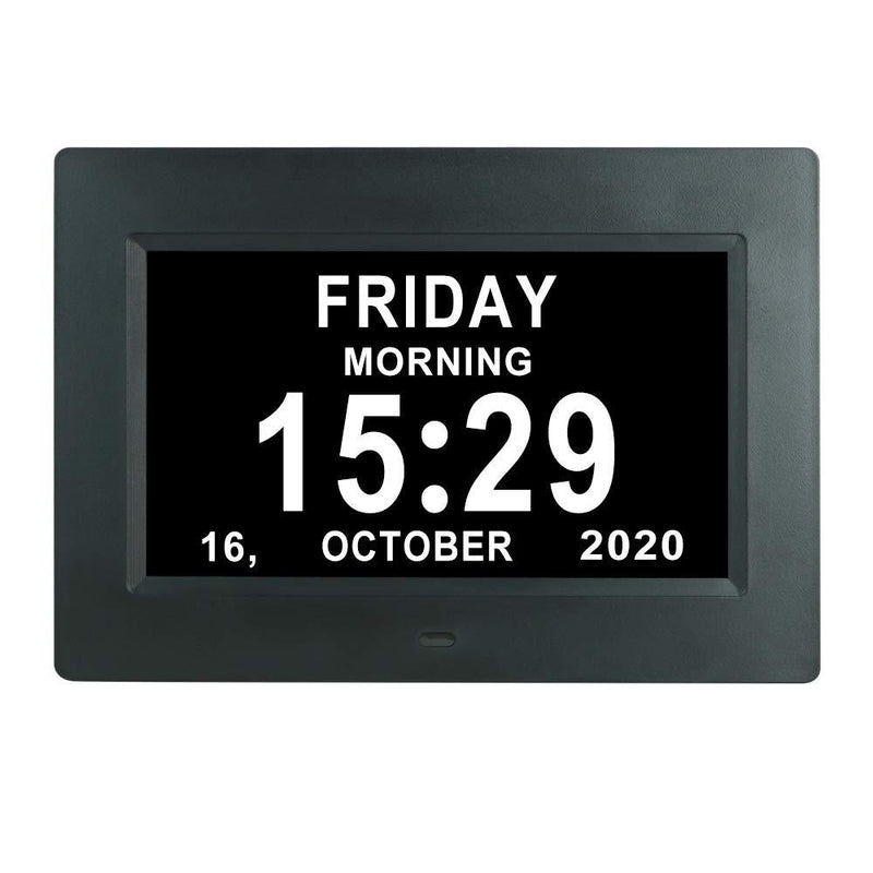 NewNest Australia - 7 Inch Extra Large Day Date Time Digital Day Calendar Clock with Auto-Dimming 12 Alarm Reminders Dementia Clocks for Senior Elderly impaired Vision Memory Loss 7010 black 