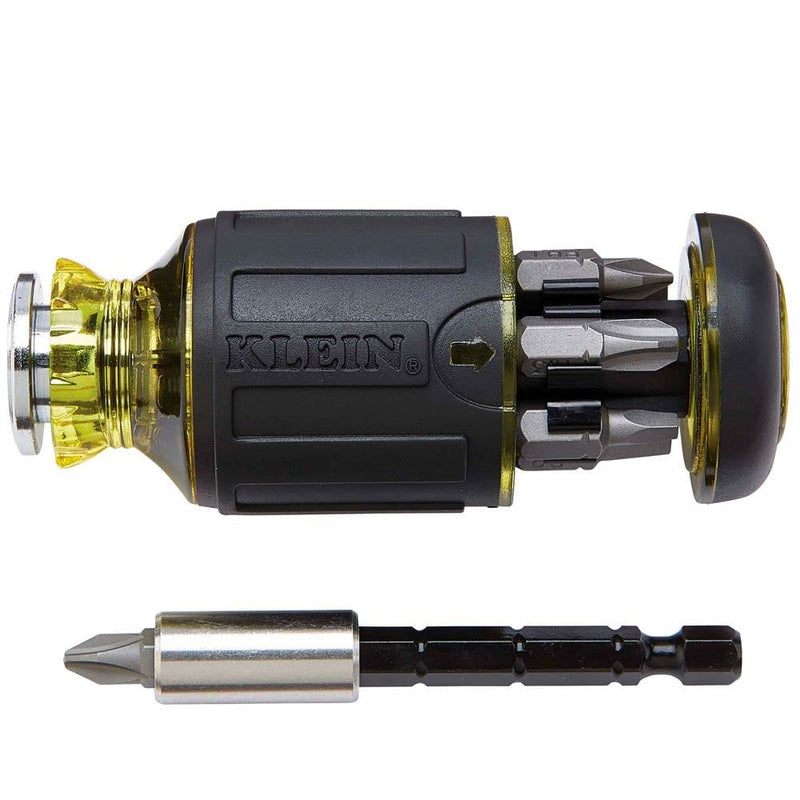 Klein Tools 32308 Multi-bit Stubby Screwdriver, Impact Rated 8-in-1 Adjustable Magnetic Tool with Phillips, Slotted, Square and Nut Driver - NewNest Australia