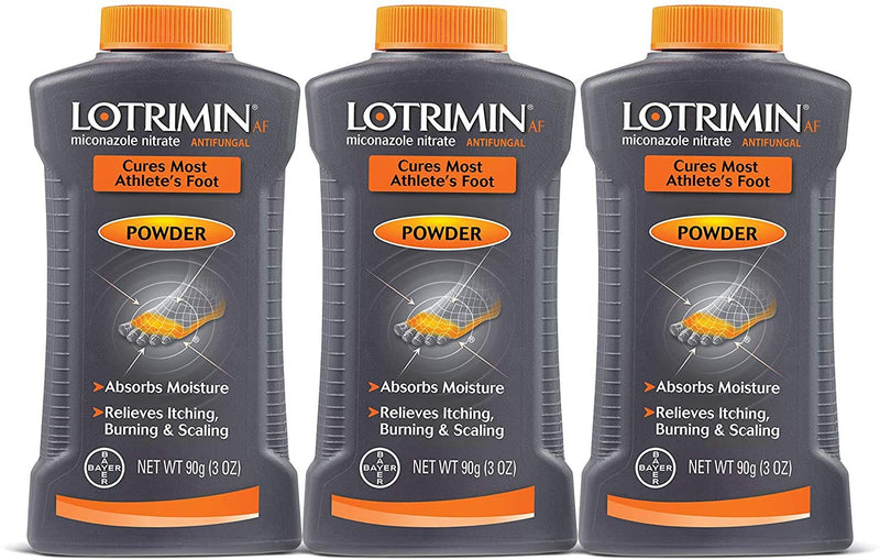 Lotrimin AF Athlete's Foot Antifungal Powder, Miconazole Nitrate 2% Treatment, Clinically Proven Effective Antifungal Treatment of Most AF, Jock Itch and Ringworm, 3 Ounces Bottle (Pack of 3) - NewNest Australia