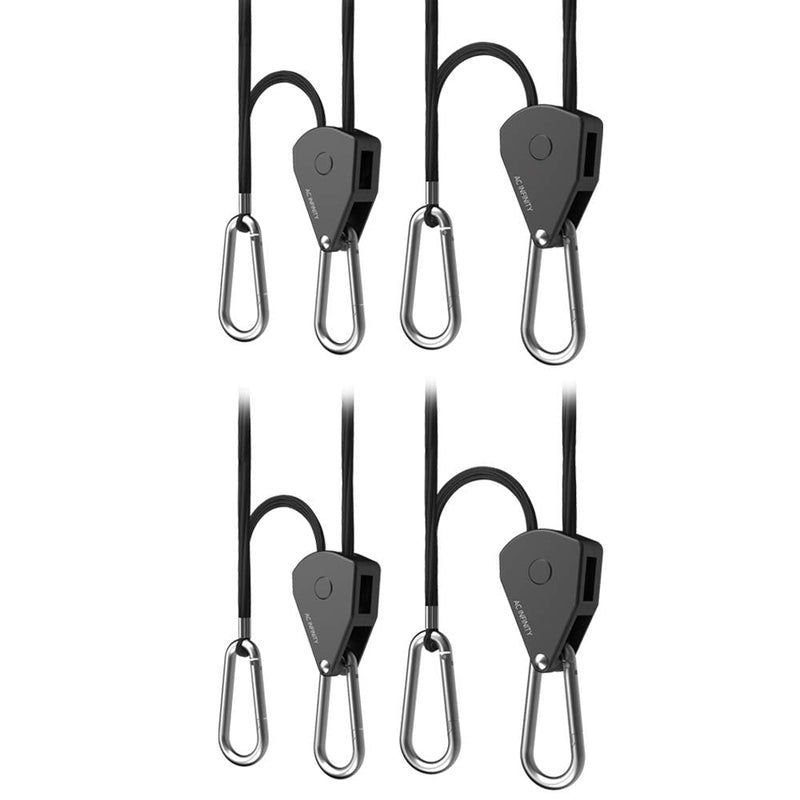 AC Infinity, Adjustable 1/8” Rope Hanger, Heavy-Duty Stainless Steel Gears Ratchets, 150 lbs Weight Capacity, 2 Pairs - NewNest Australia