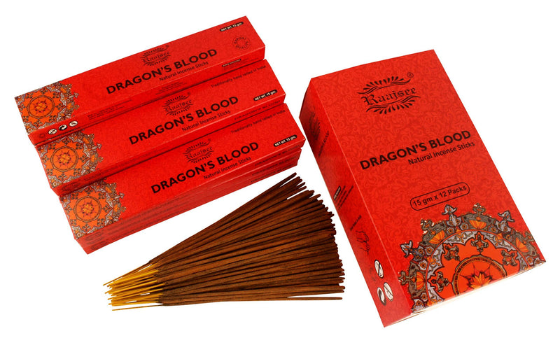 NewNest Australia - raajsee 15 GMS x 12 Pack Dragon Blood Incense Sticks,100% Pure Organic Natural Hand Rolled Free from Chemicals - Perfect for Aromatherapy, Cleansing,Meditation and Church (Dragon Blood) 