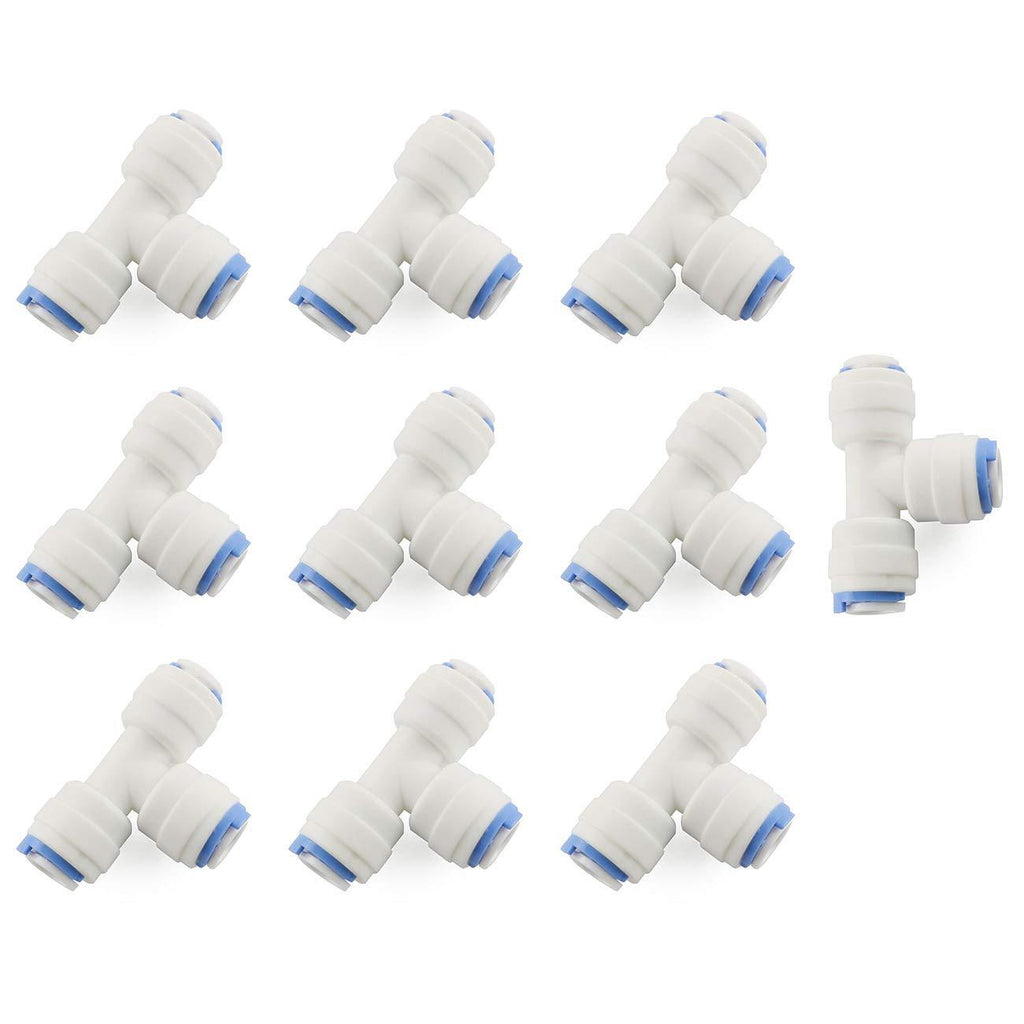 E-outstanding 10-Pack 1/4" 3-way Union Tee Quick Connect Push Fit for RO System Water Filter Connector Fittings - NewNest Australia