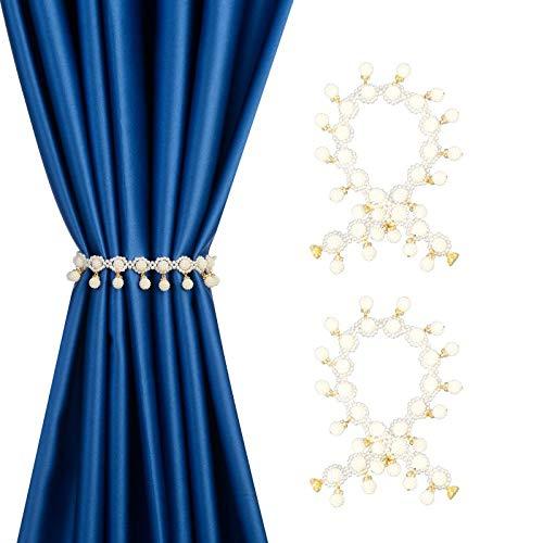 NewNest Australia - BABY PANDA Magnetic Curtain Tieback, Pearl Window Tie Backs Holder for Drapes or Sheer Curtains - Superior Design Curtain Holders for Home, Office, Coffee House, 2 Pack 