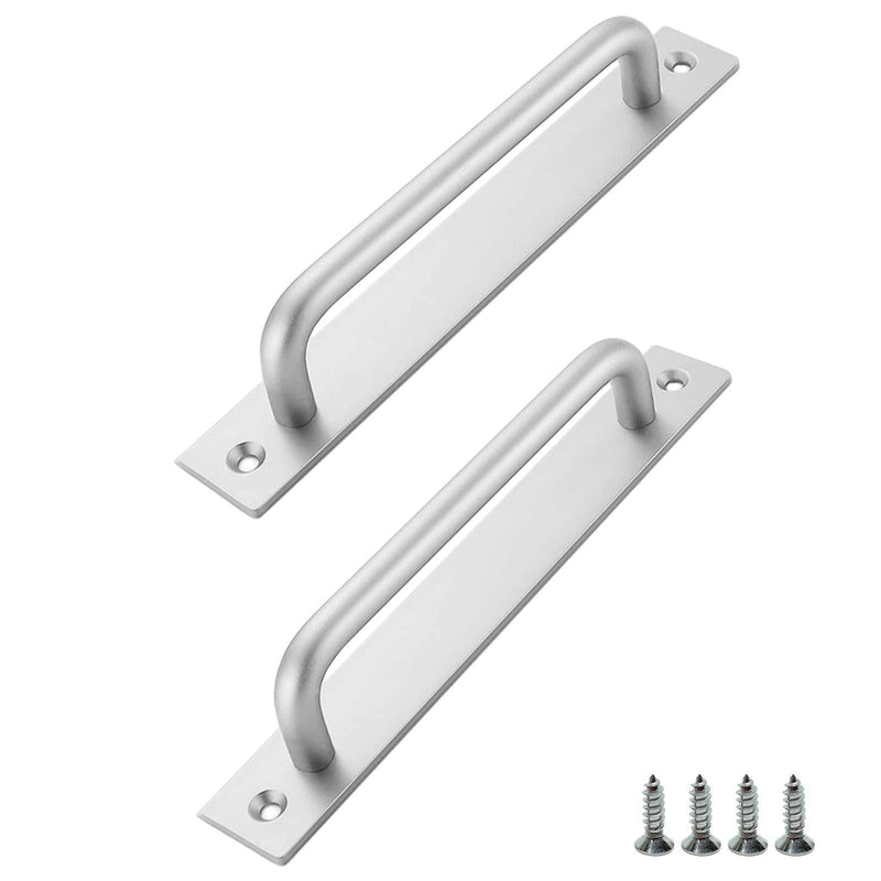 Bestory 2 Pcs Closet Door Handles with Plate,Aluminium Alloy 7 inch Gate Handle,Modern Simple Door Pull Handle for Sliding Barn Door Kitchen Cabinet Shed 180mm/7in Silver - NewNest Australia