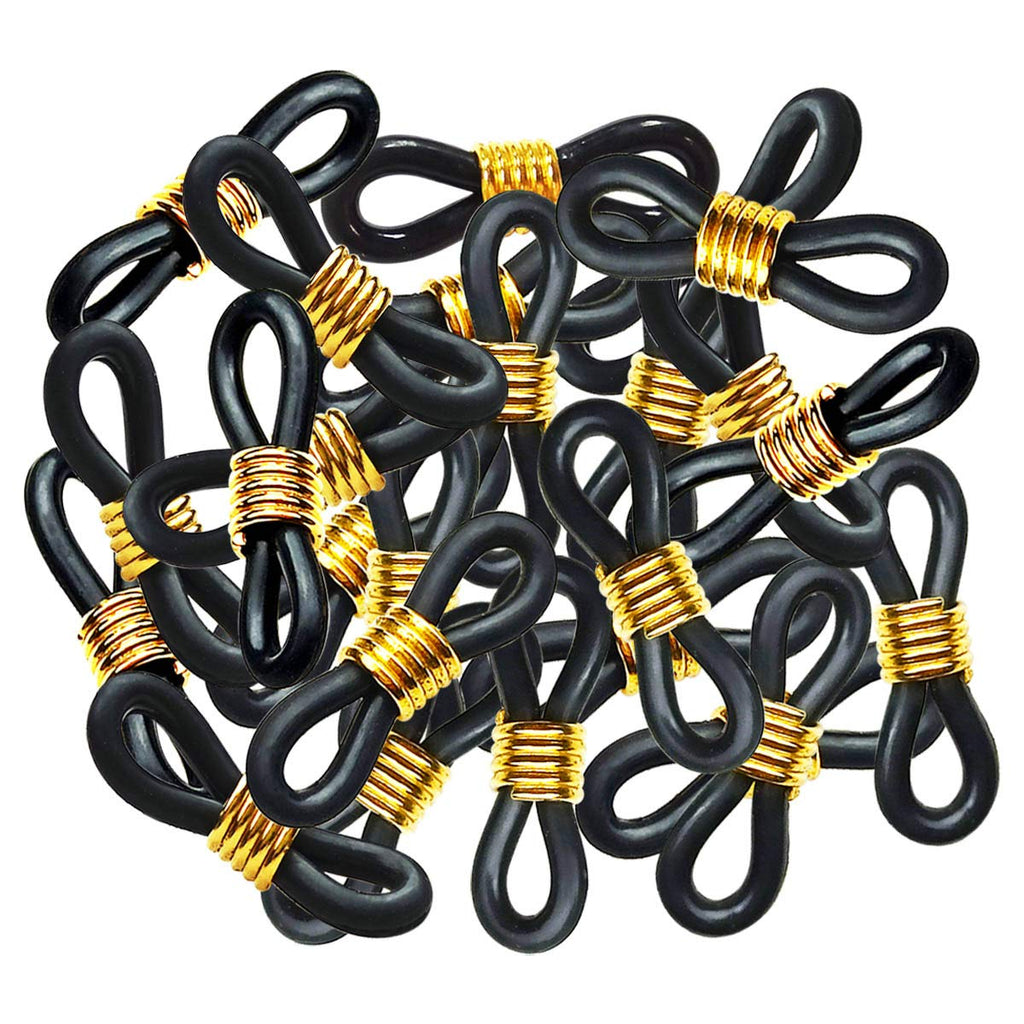 40 Pieces Eyeglass Chain Ends Adjustable Rubber Spectacle End Connectors for Eye Glasses Holder Necklace Chain (Black and Gold) Black and Gold - NewNest Australia