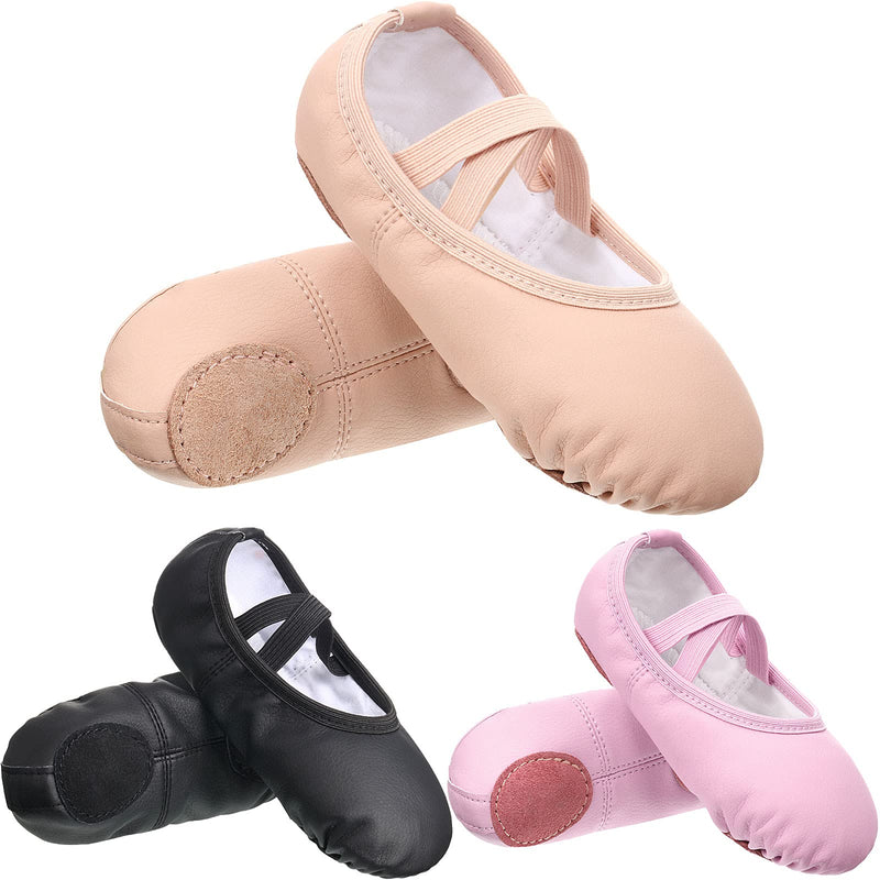 SATINIOR 3 Pairs Ballet Shoes for Girls Toddlers Practice Shoes Ballet Shoe Yoga Shoes 3 Colors Ballet Slippers Flats for Toddler Kids Dancing 13 Little Kid Black, Pink and Beige - NewNest Australia